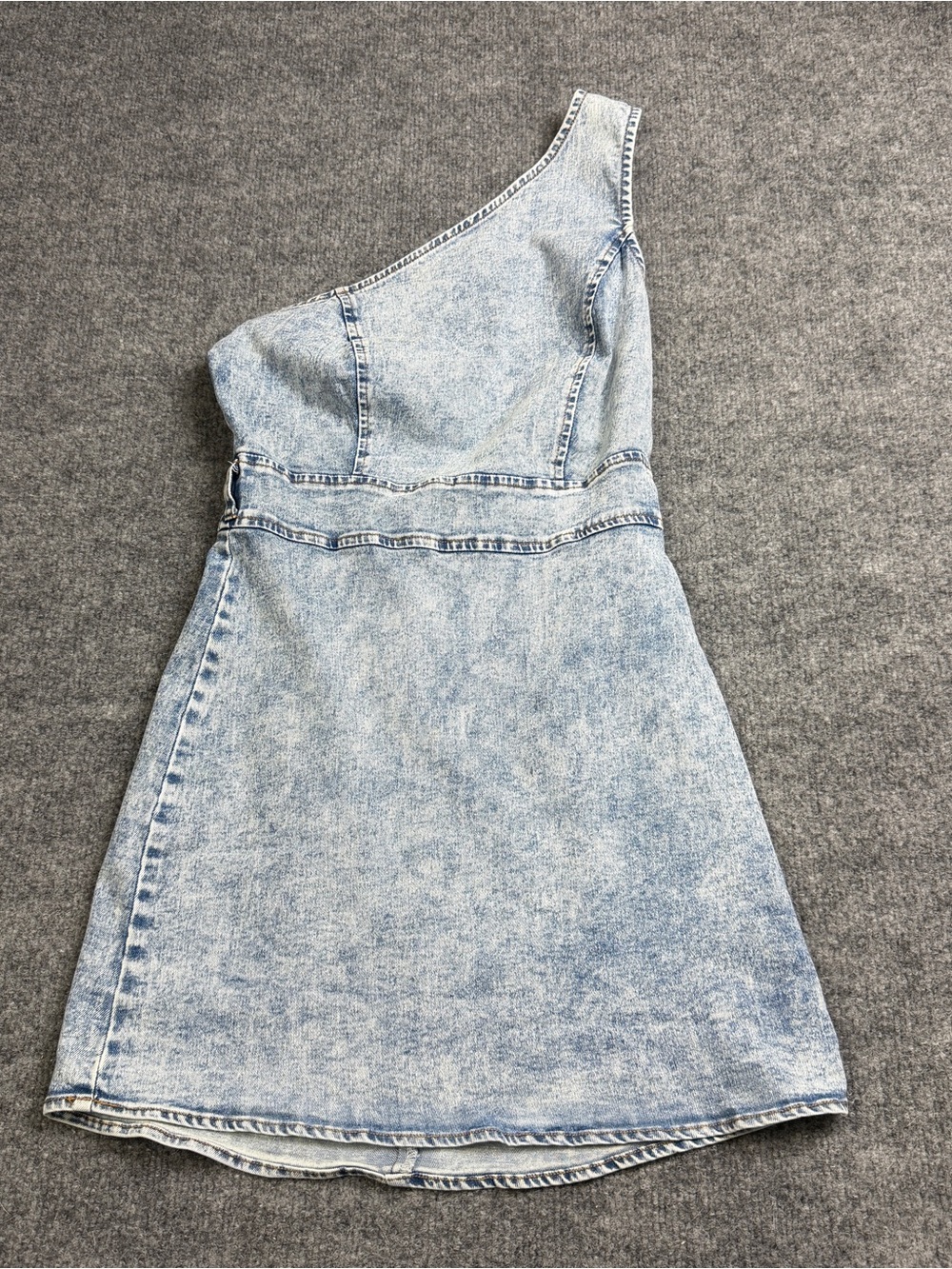 Le Lis Collection Acid Wash Denim One Shoulder Mini Dress Womens Size S